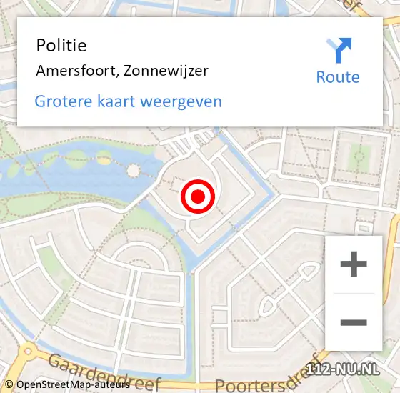 Locatie op kaart van de 112 melding: Politie Amersfoort, Zonnewijzer op 19 september 2019 23:09