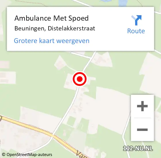 Locatie op kaart van de 112 melding: Ambulance Met Spoed Naar Beuningen, Distelakkerstraat op 20 september 2019 00:45