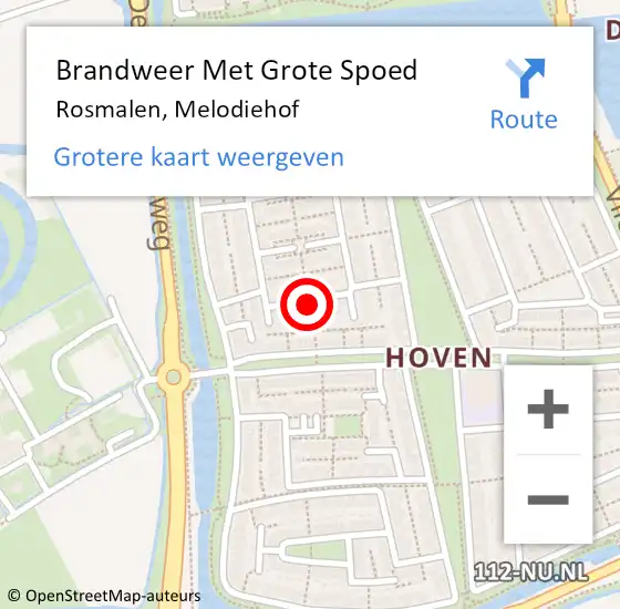 Locatie op kaart van de 112 melding: Brandweer Met Grote Spoed Naar Rosmalen, Melodiehof op 20 september 2019 02:04