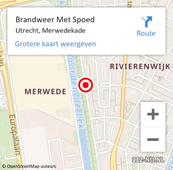 Locatie op kaart van de 112 melding: Brandweer Met Spoed Naar Utrecht, Merwedekade op 20 september 2019 06:55