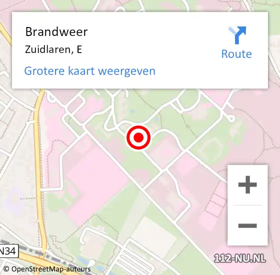 Locatie op kaart van de 112 melding: Brandweer Zuidlaren, E op 20 september 2019 08:01