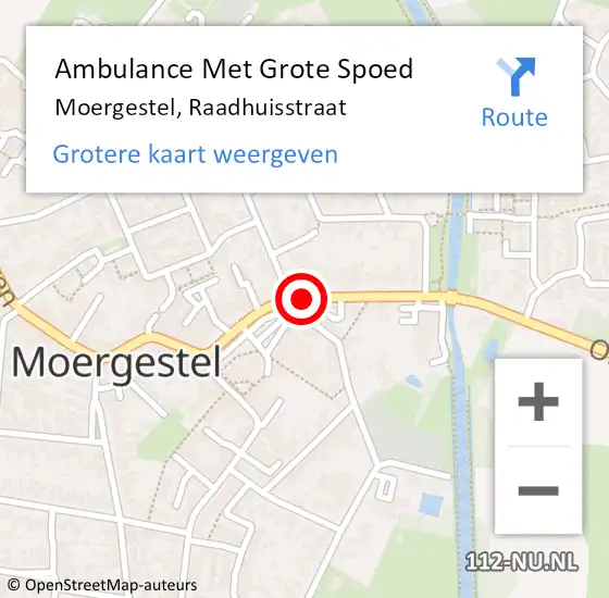 Locatie op kaart van de 112 melding: Ambulance Met Grote Spoed Naar Moergestel, Raadhuisstraat op 20 september 2019 08:35