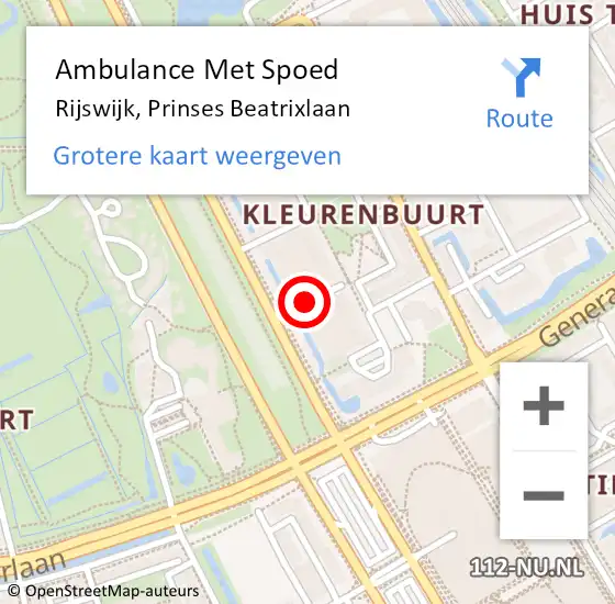 Locatie op kaart van de 112 melding: Ambulance Met Spoed Naar Rijswijk, Prinses Beatrixlaan op 20 september 2019 08:37