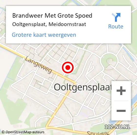 Locatie op kaart van de 112 melding: Brandweer Met Grote Spoed Naar Ooltgensplaat, Meidoornstraat op 20 september 2019 08:43