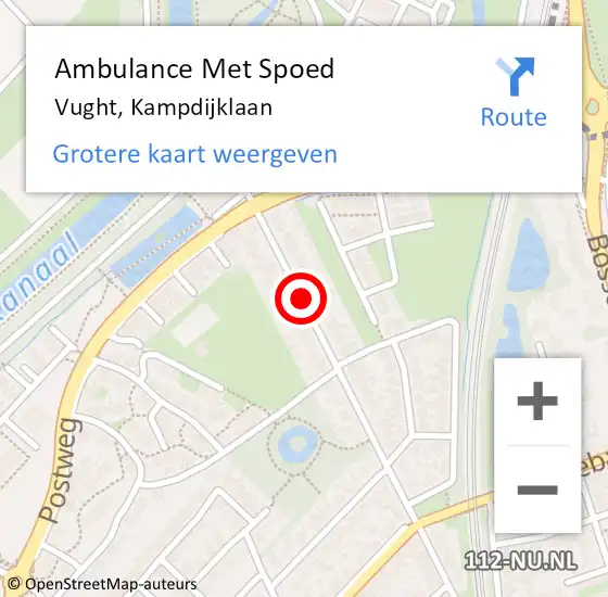 Locatie op kaart van de 112 melding: Ambulance Met Spoed Naar Vught, Kampdijklaan op 20 september 2019 08:53