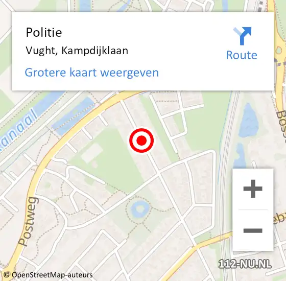 Locatie op kaart van de 112 melding: Politie Vught, Kampdijklaan op 20 september 2019 08:56