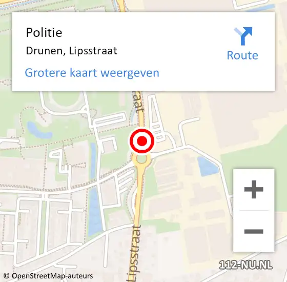 Locatie op kaart van de 112 melding: Politie Drunen, Lipsstraat op 20 september 2019 09:51