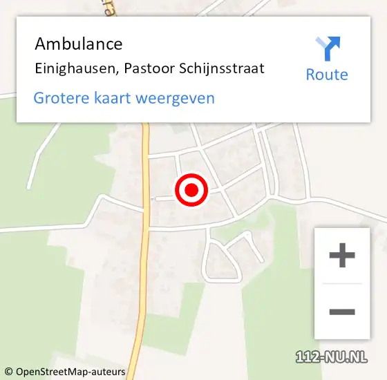 Locatie op kaart van de 112 melding: Ambulance Einighausen, Pastoor Schijnsstraat op 14 april 2014 11:59