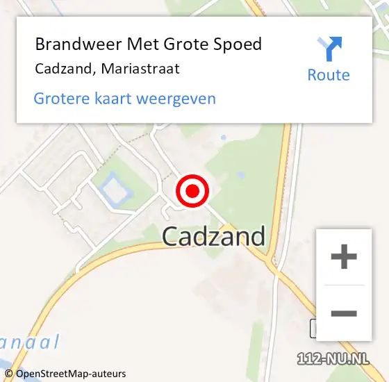 Locatie op kaart van de 112 melding: Brandweer Met Grote Spoed Naar Cadzand, Mariastraat op 20 september 2019 10:45