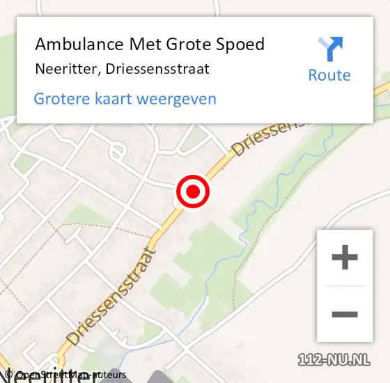 Locatie op kaart van de 112 melding: Ambulance Met Grote Spoed Naar Neeritter, Driessensstraat op 20 september 2019 11:06