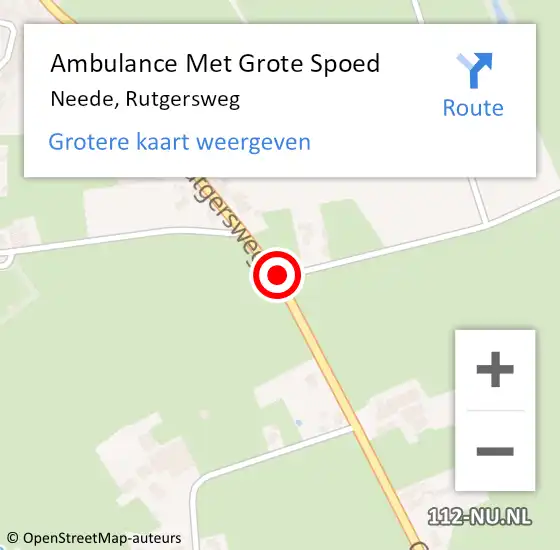 Locatie op kaart van de 112 melding: Ambulance Met Grote Spoed Naar Neede, Rutgersweg op 20 september 2019 11:22