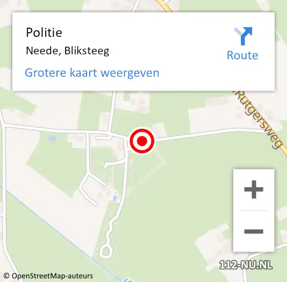 Locatie op kaart van de 112 melding: Politie Neede, Bliksteeg op 20 september 2019 11:22