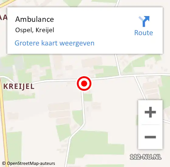 Locatie op kaart van de 112 melding: Ambulance Ospel, Kreijel op 14 april 2014 12:05