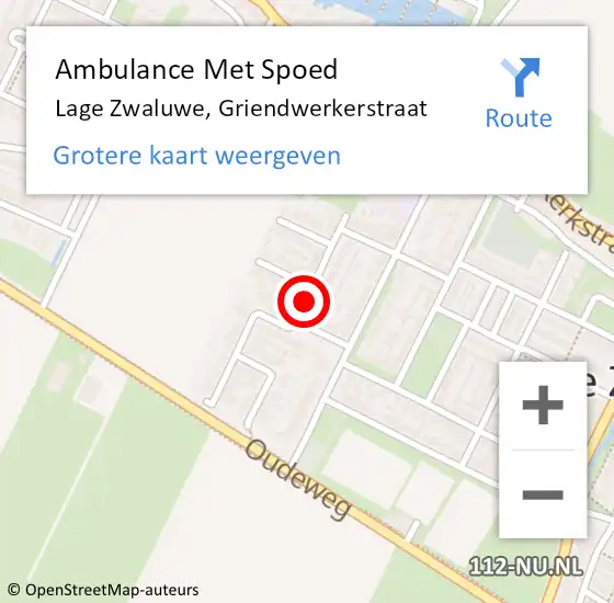 Locatie op kaart van de 112 melding: Ambulance Met Spoed Naar Lage Zwaluwe, Griendwerkerstraat op 20 september 2019 11:37