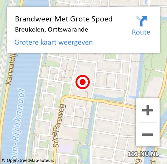 Locatie op kaart van de 112 melding: Brandweer Met Grote Spoed Naar Breukelen, Orttswarande op 20 september 2019 11:38