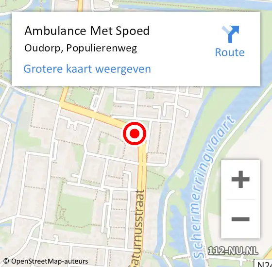 Locatie op kaart van de 112 melding: Ambulance Met Spoed Naar Oudorp, Populierenweg op 20 september 2019 12:17