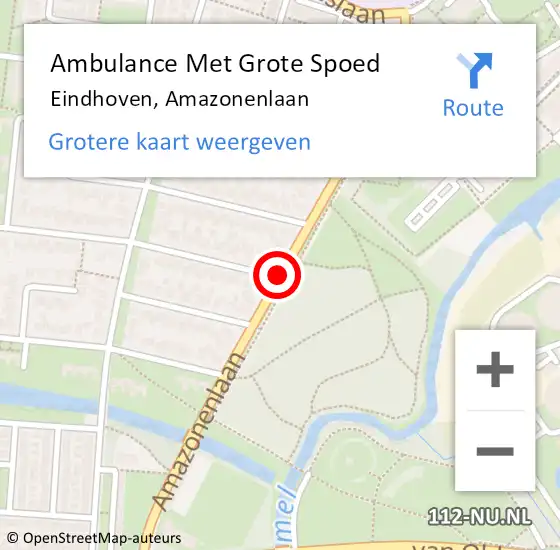 Locatie op kaart van de 112 melding: Ambulance Met Grote Spoed Naar Eindhoven, Amazonenlaan op 20 september 2019 12:26