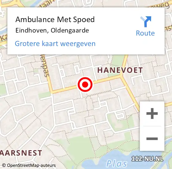 Locatie op kaart van de 112 melding: Ambulance Met Spoed Naar Eindhoven, Oldengaarde op 20 september 2019 12:33