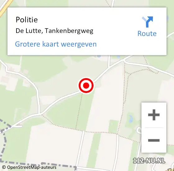 Locatie op kaart van de 112 melding: Politie De Lutte, Tankenbergweg op 20 september 2019 12:46