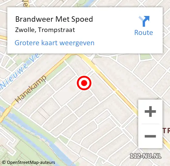 Locatie op kaart van de 112 melding: Brandweer Met Spoed Naar Zwolle, Trompstraat op 20 september 2019 13:00