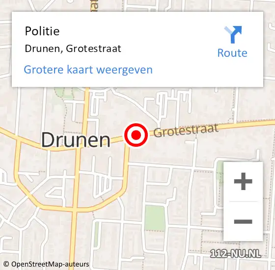 Locatie op kaart van de 112 melding: Politie Drunen, Grotestraat op 20 september 2019 13:30