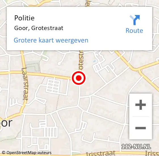 Locatie op kaart van de 112 melding: Politie Goor, Grotestraat op 20 september 2019 13:33