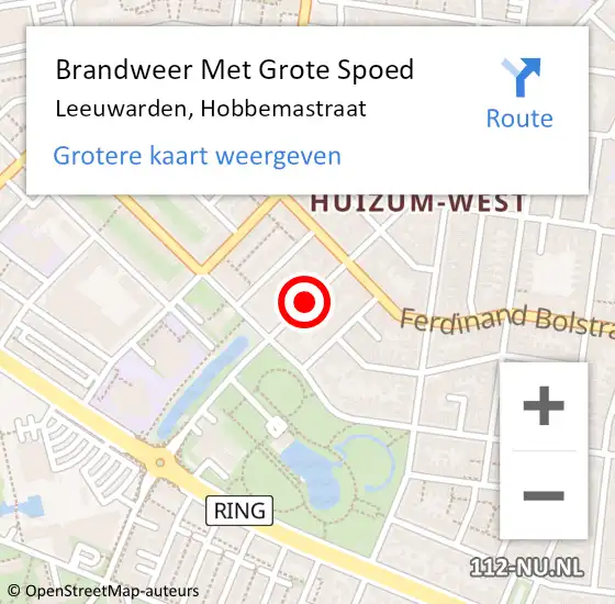 Locatie op kaart van de 112 melding: Brandweer Met Grote Spoed Naar Leeuwarden, Hobbemastraat op 20 september 2019 13:34