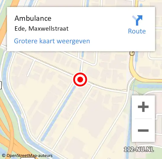 Locatie op kaart van de 112 melding: Ambulance Ede, Maxwellstraat op 20 september 2019 13:52