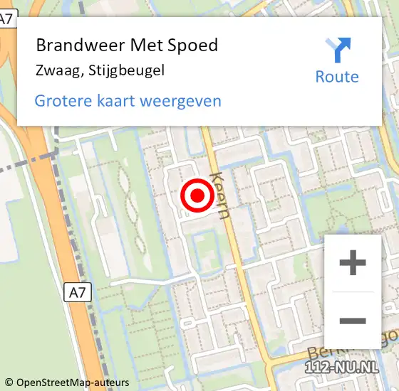 Locatie op kaart van de 112 melding: Brandweer Met Spoed Naar Zwaag, Stijgbeugel op 20 september 2019 13:57