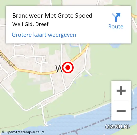 Locatie op kaart van de 112 melding: Brandweer Met Grote Spoed Naar Well Gld, Dreef op 14 april 2014 12:21