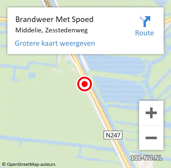 Locatie op kaart van de 112 melding: Brandweer Met Spoed Naar Middelie, Zesstedenweg op 20 september 2019 15:01