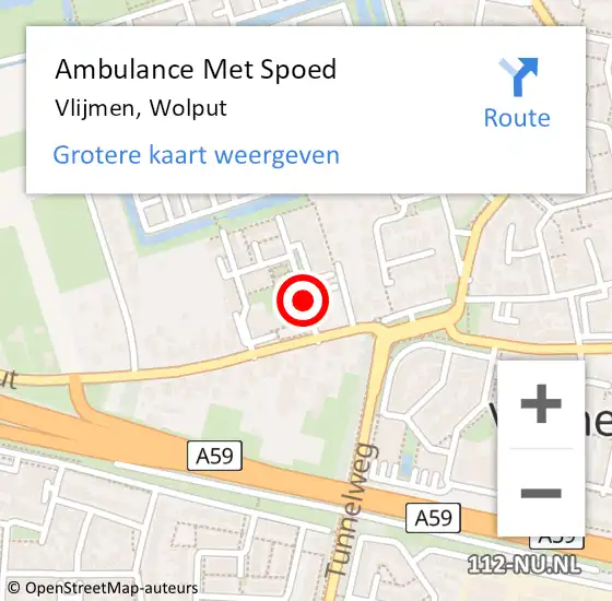 Locatie op kaart van de 112 melding: Ambulance Met Spoed Naar Vlijmen, Wolput op 20 september 2019 15:03
