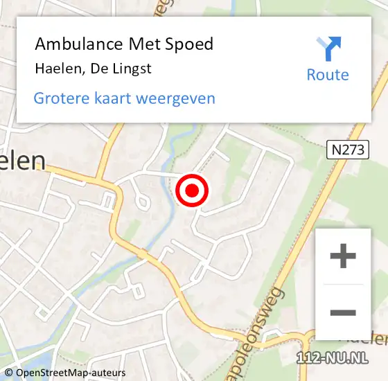Locatie op kaart van de 112 melding: Ambulance Met Spoed Naar Haelen, De Lingst op 20 september 2019 15:07