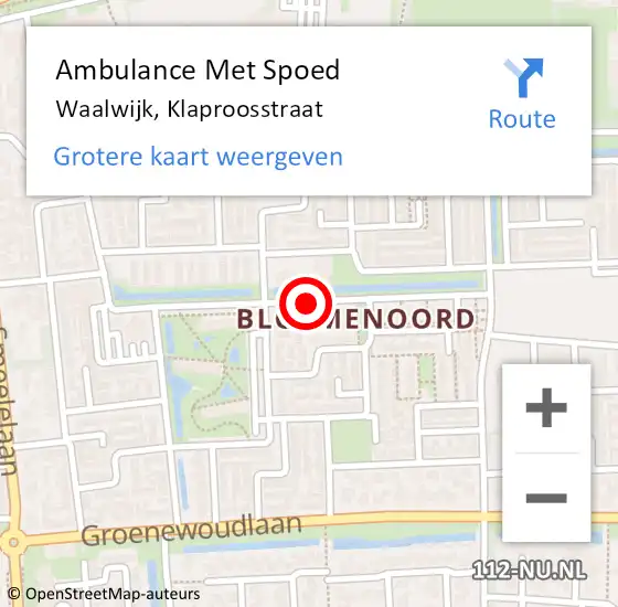 Locatie op kaart van de 112 melding: Ambulance Met Spoed Naar Waalwijk, Klaproosstraat op 20 september 2019 15:40