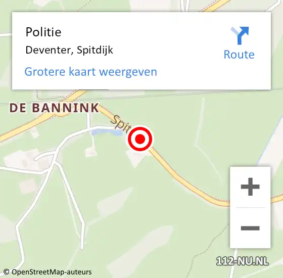 Locatie op kaart van de 112 melding: Politie Deventer, Spitdijk op 20 september 2019 16:06