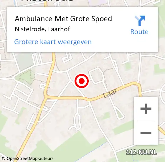 Locatie op kaart van de 112 melding: Ambulance Met Grote Spoed Naar Nistelrode, Laarhof op 20 september 2019 16:27