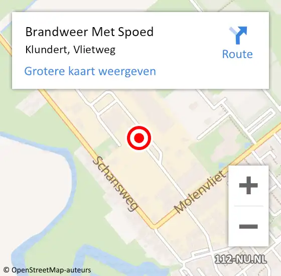 Locatie op kaart van de 112 melding: Brandweer Met Spoed Naar Klundert, Vlietweg op 20 september 2019 16:45