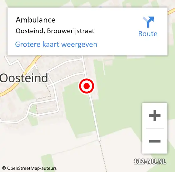 Locatie op kaart van de 112 melding: Ambulance Oosteind, Brouwerijstraat op 20 september 2019 17:29