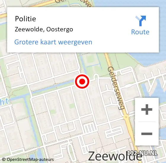 Locatie op kaart van de 112 melding: Politie Zeewolde, Oostergo op 20 september 2019 18:14