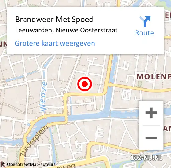 Locatie op kaart van de 112 melding: Brandweer Met Spoed Naar Leeuwarden, Nieuwe Oosterstraat op 20 september 2019 18:27