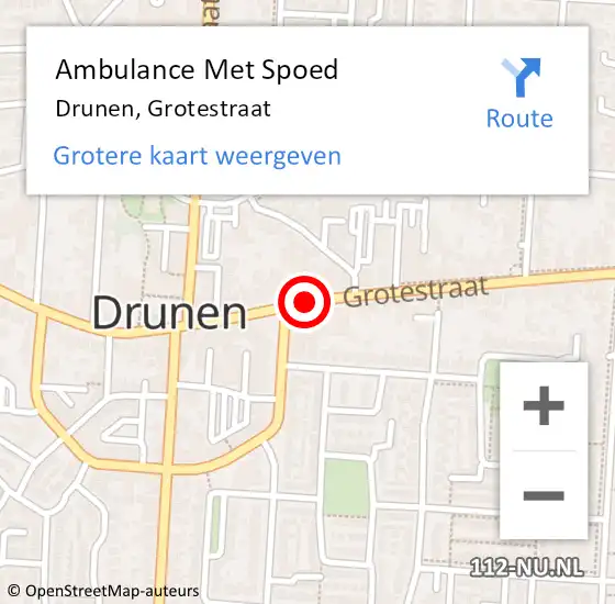 Locatie op kaart van de 112 melding: Ambulance Met Spoed Naar Drunen, Grotestraat op 20 september 2019 18:38