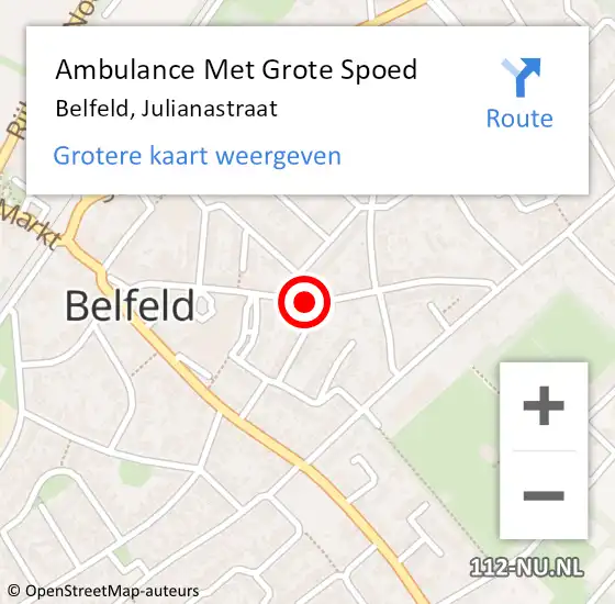 Locatie op kaart van de 112 melding: Ambulance Met Grote Spoed Naar Belfeld, Julianastraat op 20 september 2019 18:41