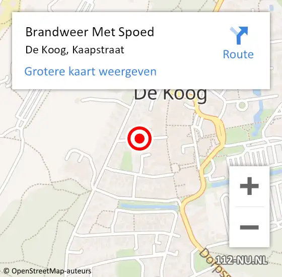 Locatie op kaart van de 112 melding: Brandweer Met Spoed Naar De Koog, Kaapstraat op 20 september 2019 19:51