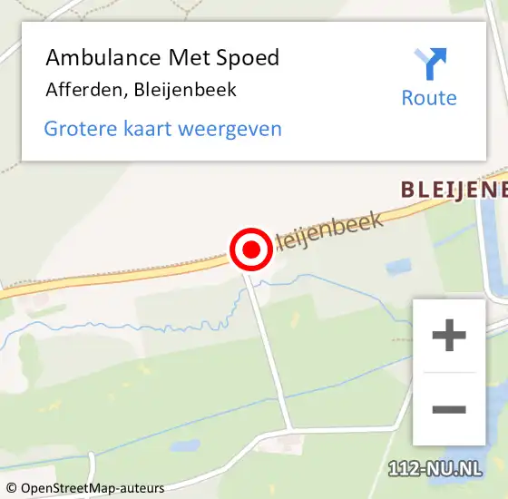 Locatie op kaart van de 112 melding: Ambulance Met Spoed Naar Afferden, Bleijenbeek op 20 september 2019 20:27