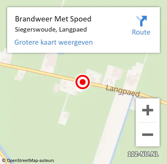 Locatie op kaart van de 112 melding: Brandweer Met Spoed Naar Siegerswoude, Langpaed op 20 september 2019 20:32