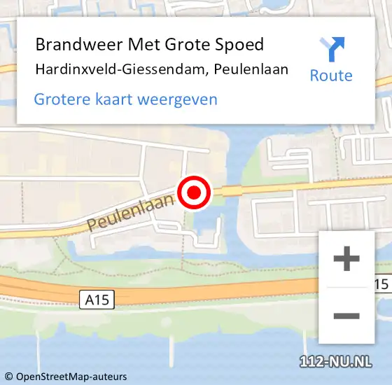 Locatie op kaart van de 112 melding: Brandweer Met Grote Spoed Naar Hardinxveld-Giessendam, Peulenlaan op 20 september 2019 20:39