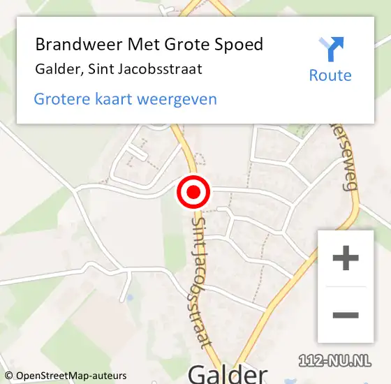 Locatie op kaart van de 112 melding: Brandweer Met Grote Spoed Naar Galder, Sint Jacobsstraat op 20 september 2019 20:53