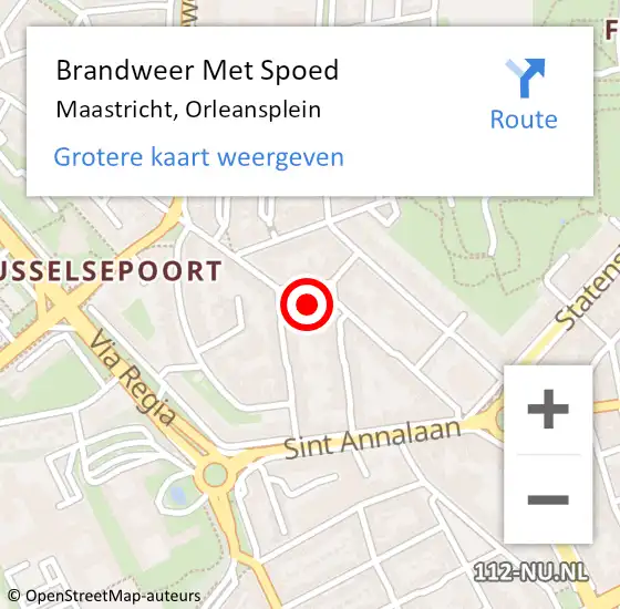 Locatie op kaart van de 112 melding: Brandweer Met Spoed Naar Maastricht, Orleansplein op 20 september 2019 21:14