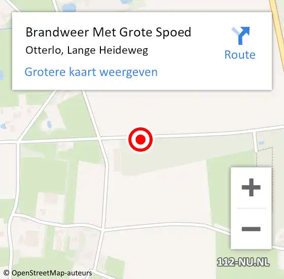 Locatie op kaart van de 112 melding: Brandweer Met Grote Spoed Naar Otterlo, Lange Heideweg op 20 september 2019 22:11