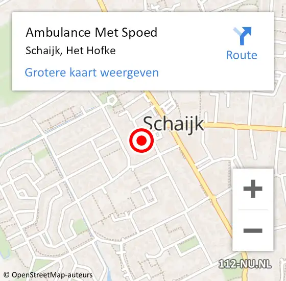 Locatie op kaart van de 112 melding: Ambulance Met Spoed Naar Schaijk, Het Hofke op 20 september 2019 22:11